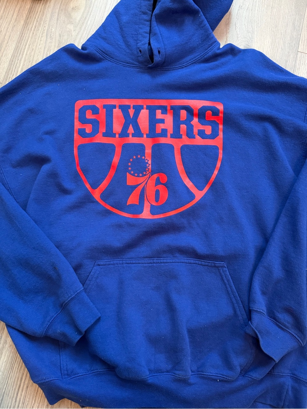 NBA Blue Hoodie with Red Sixers 76 Emblem